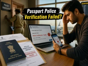 Indian traveler checking passport police verification status before international trip