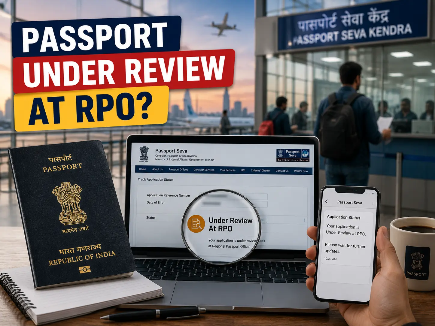 Indian traveler checking passport application status online after RPO review update