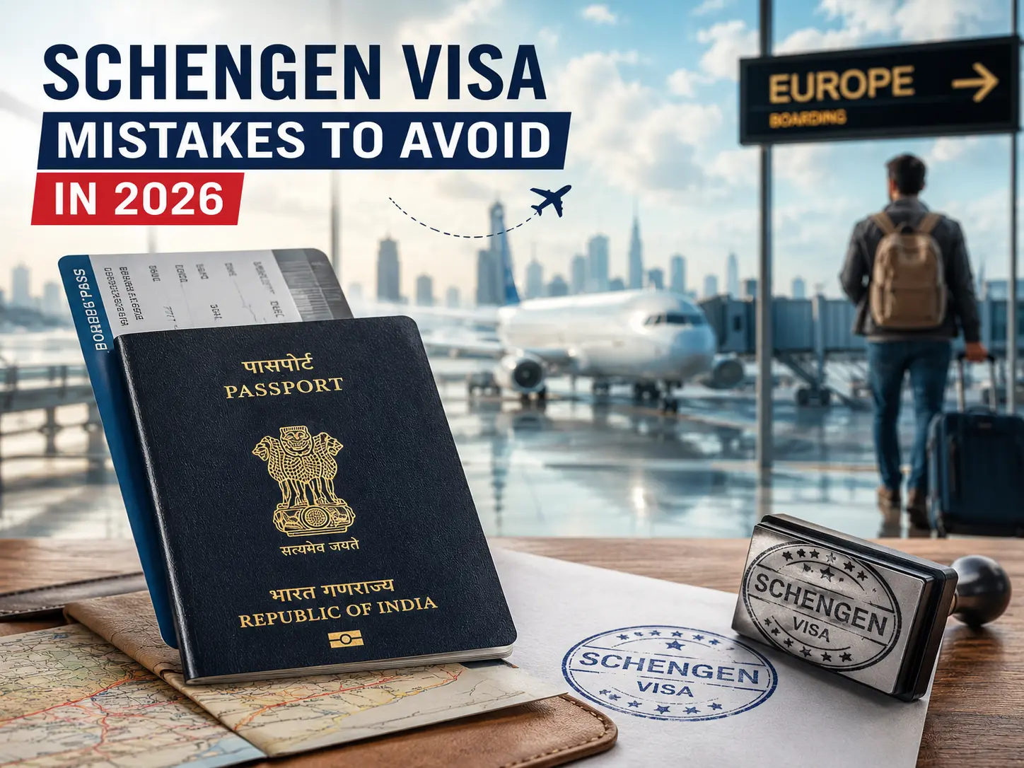 Indian traveler preparing Schengen visa documents for Europe trip